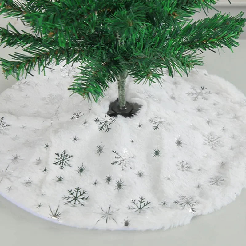 40Cm Mini Plush Christmas Tree Skirt Sequin Snowflakes Xmas Decor Home Party Navidad 2025 New Year Gift