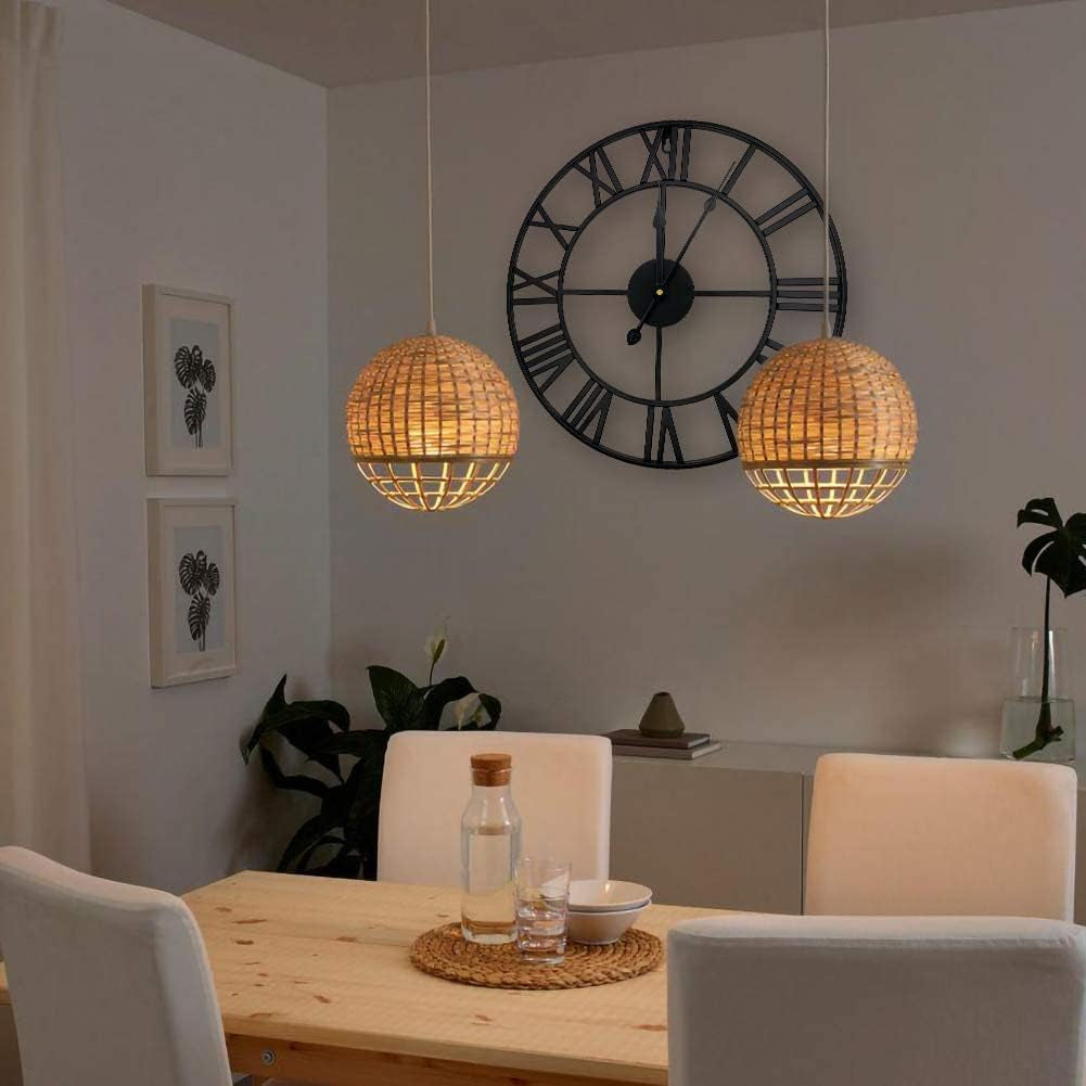 16" Wall Clocks, Large Modern Metal round Silent Clocks, Roman Numeral Indoor Decorative Clocks for Living Room Kitchen Bedroom Office Farmhouse (Black)