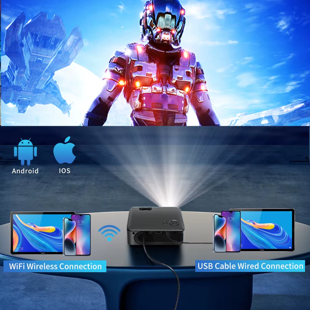 The  A30C Wifi Mini Projector Cinema Syncs Mobile Phone with Screen Portable Projector Home Supports 1080P Movie Projecto
