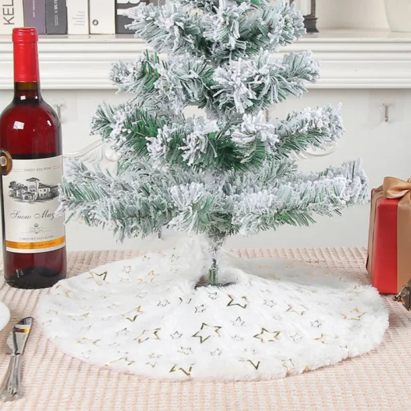40Cm Mini Plush Christmas Tree Skirt Sequin Snowflakes Xmas Decor Home Party Navidad 2025 New Year Gift