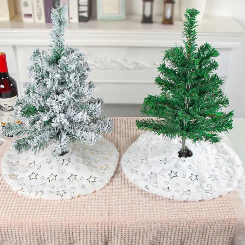 40Cm Mini Plush Christmas Tree Skirt Sequin Snowflakes Xmas Decor Home Party Navidad 2025 New Year Gift